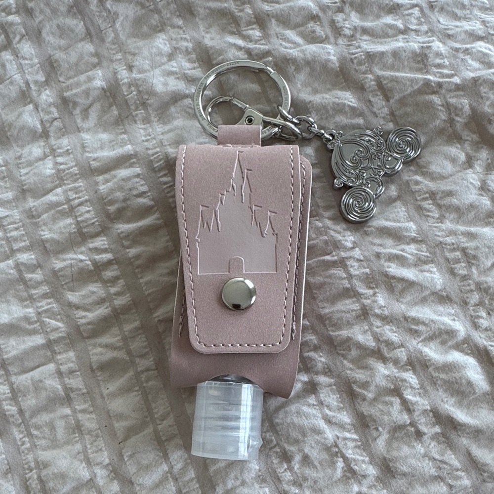 Disney Pink Hand Sanitizer Holder with Silver Charm